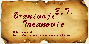 Branivoje Taranović vizit kartica